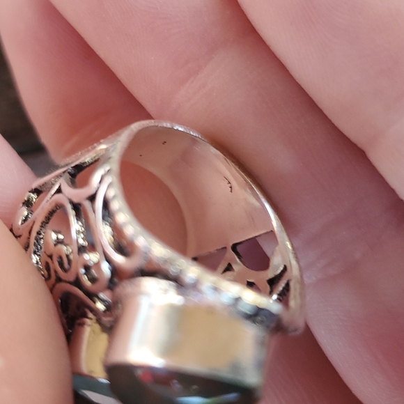 New Bloodstone & Chalcedony 925 Silver Statement Ring. - Picture 13 of 14